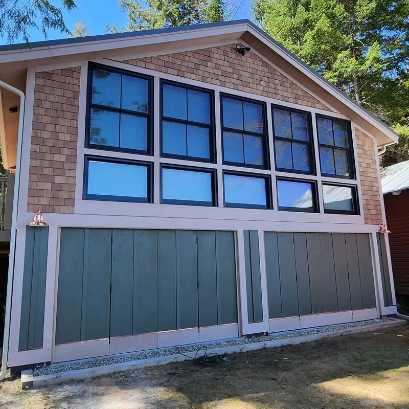 ADU construction exterior with custom window grid