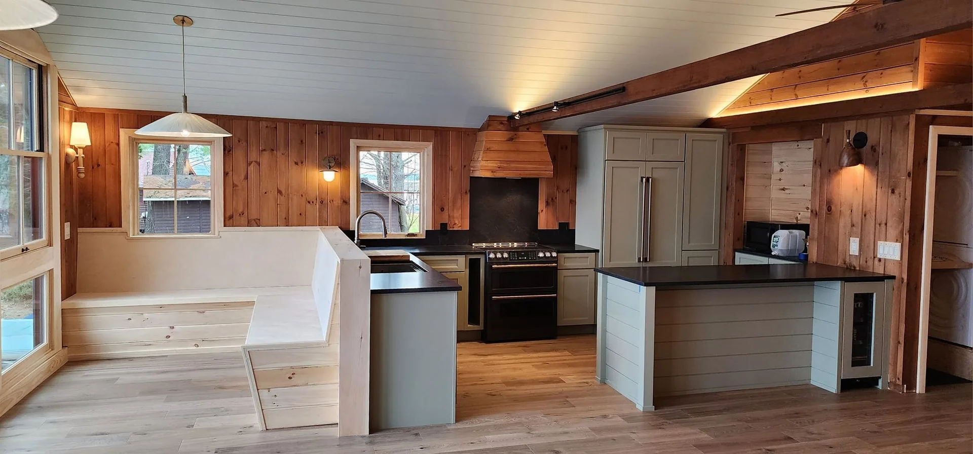 Custom cabin kitchen bench detail